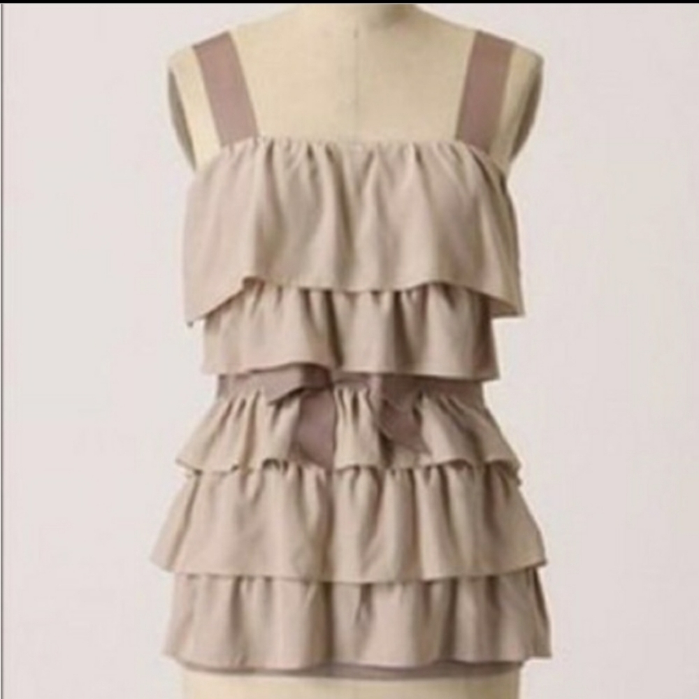 Anthropologie Bordeaux Ruffle Tiered Tank Top